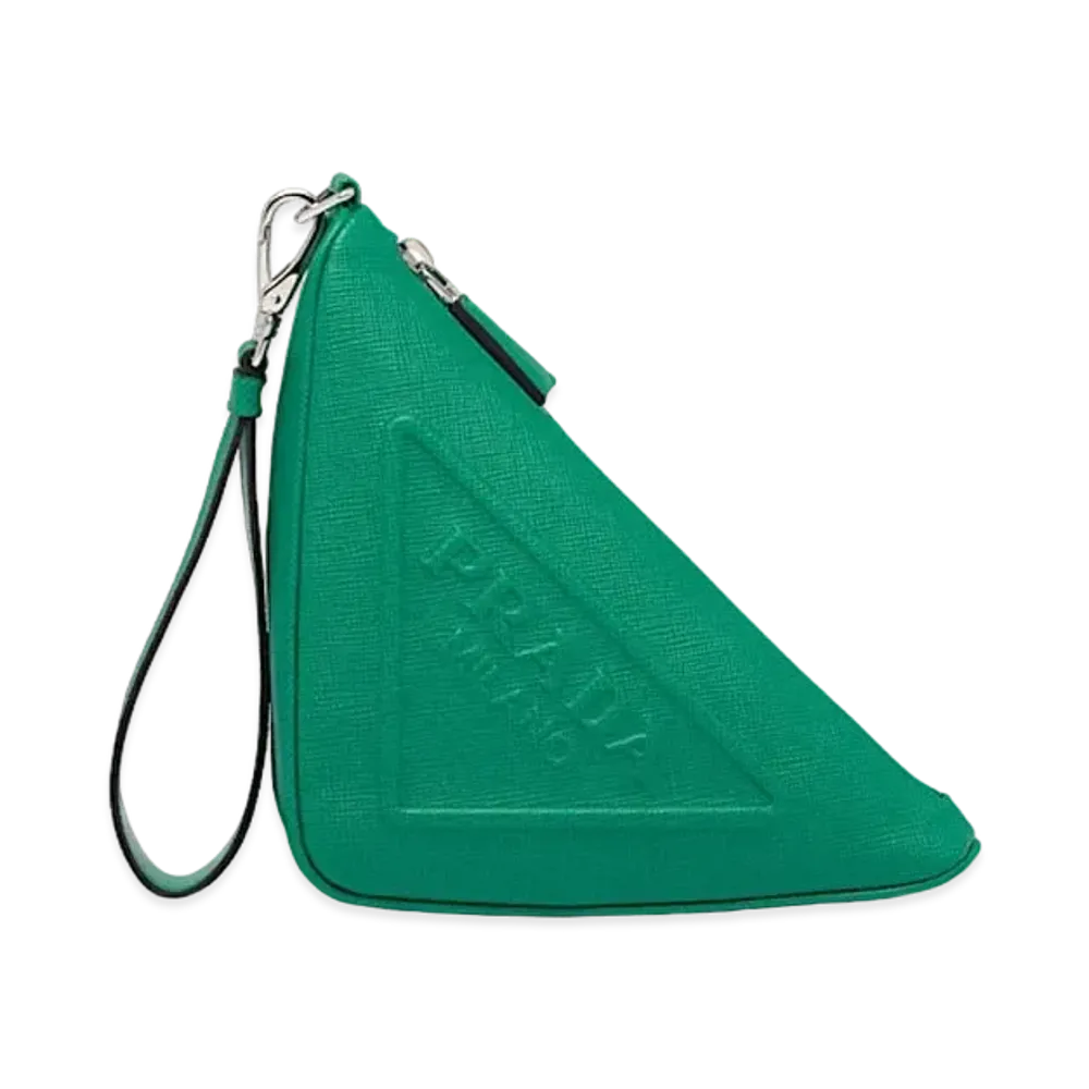 PRADA Triangle Leather Pouch "Green"