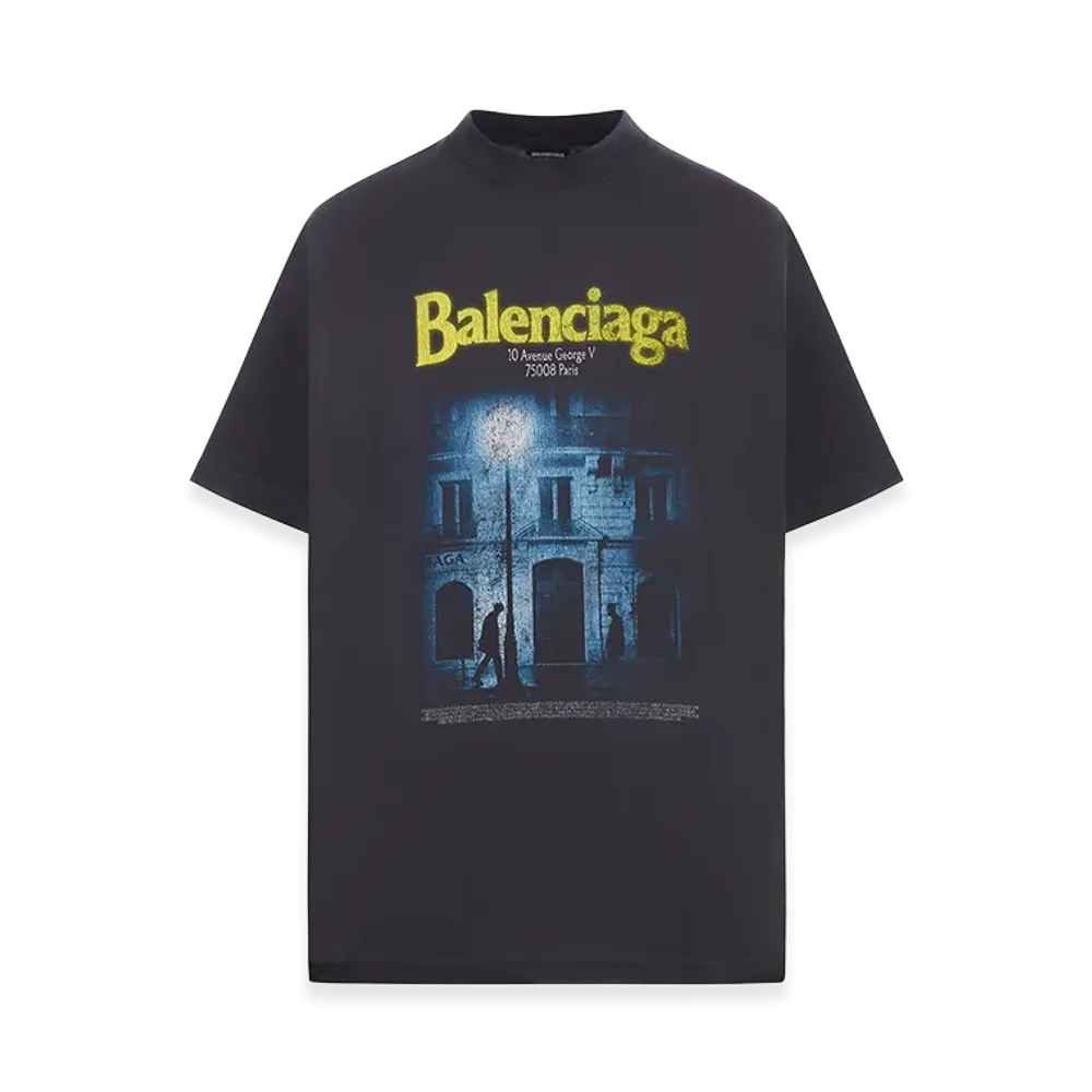 BALENCIAGA The Address Medium Fit T-Shirt In Washed "Black"