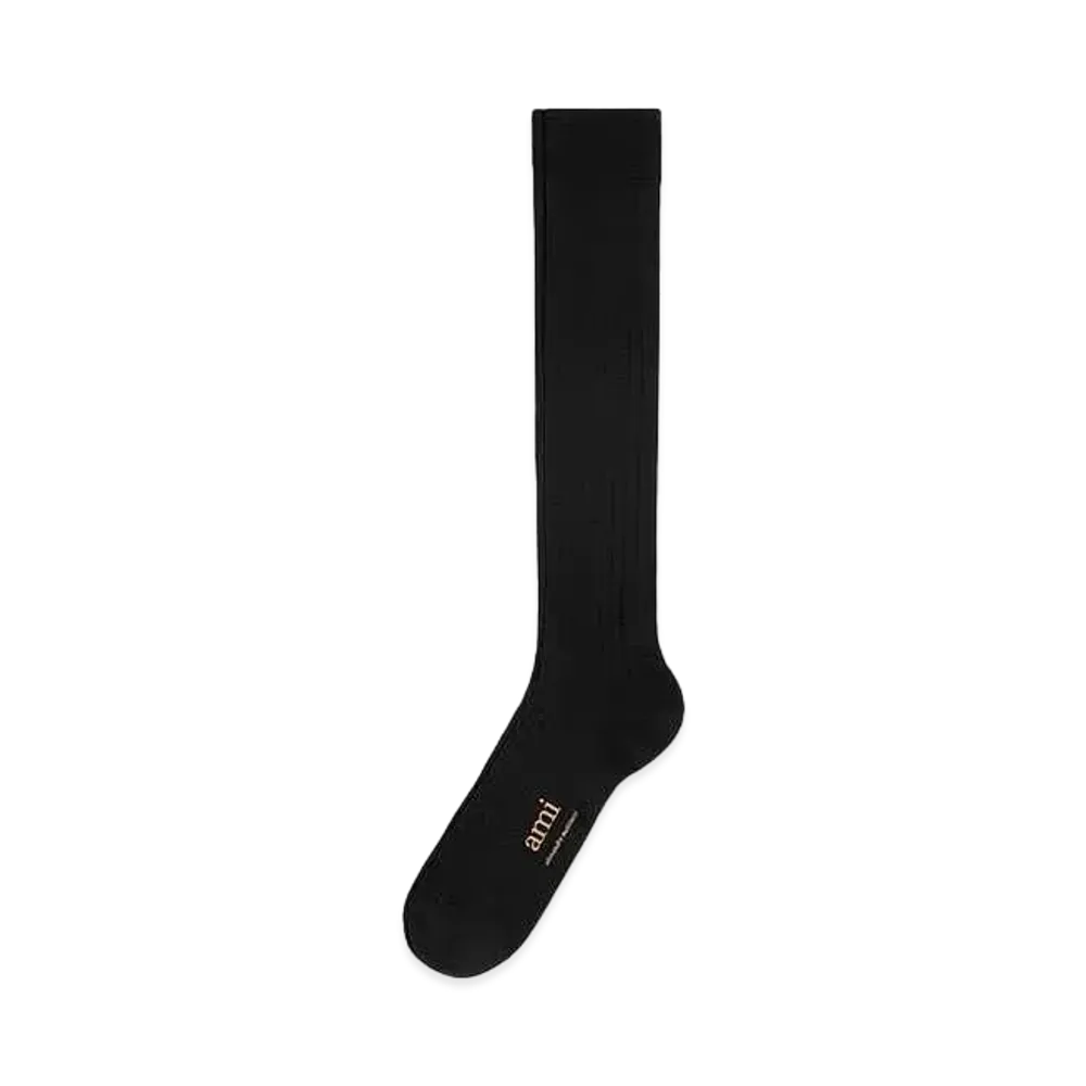 AMI PARIS Mercerized Cotton Socks "Black"