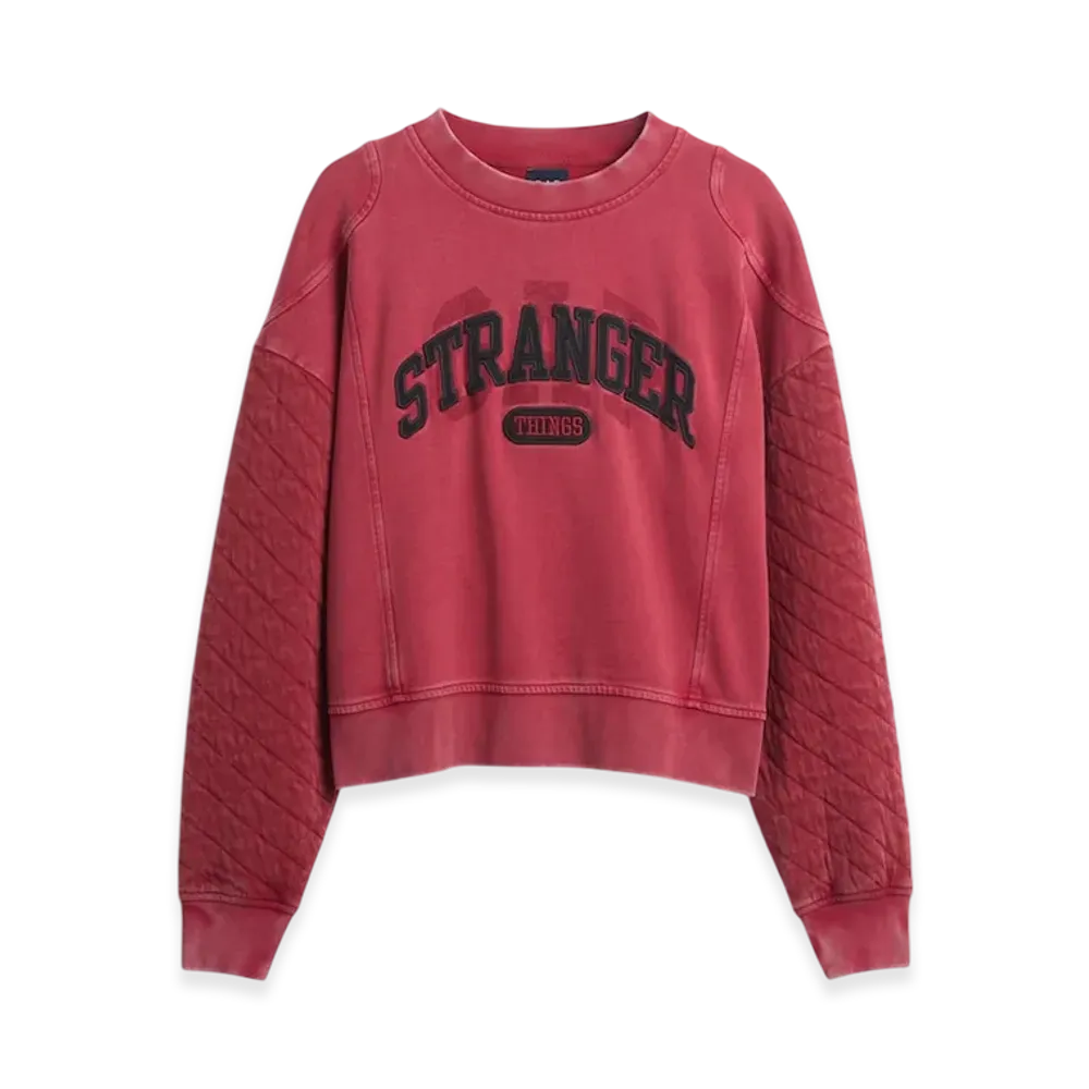 Gap x Stranger Things Quilted Sleeve GAP Logo Sweatshirt "New Classic Red"