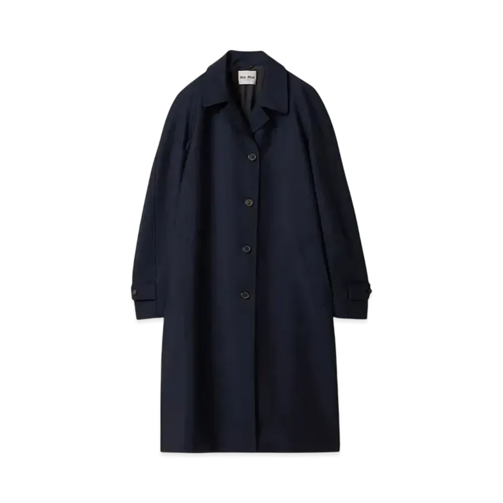 MIUMIU Women's Single-Breasted Kid Mohair Coat "Navy"