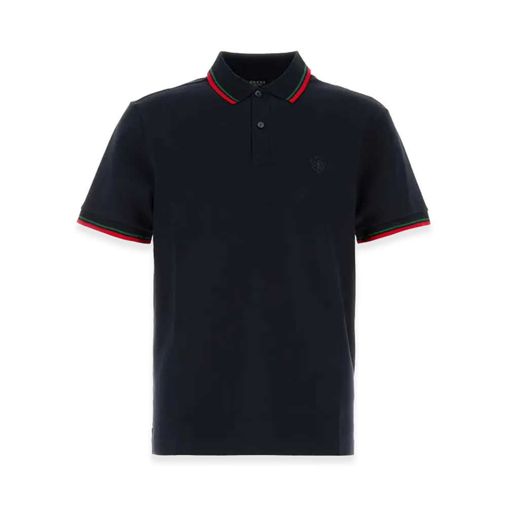 GUCCI Stretch Piquet Polo Shirt "Midnight Blue"