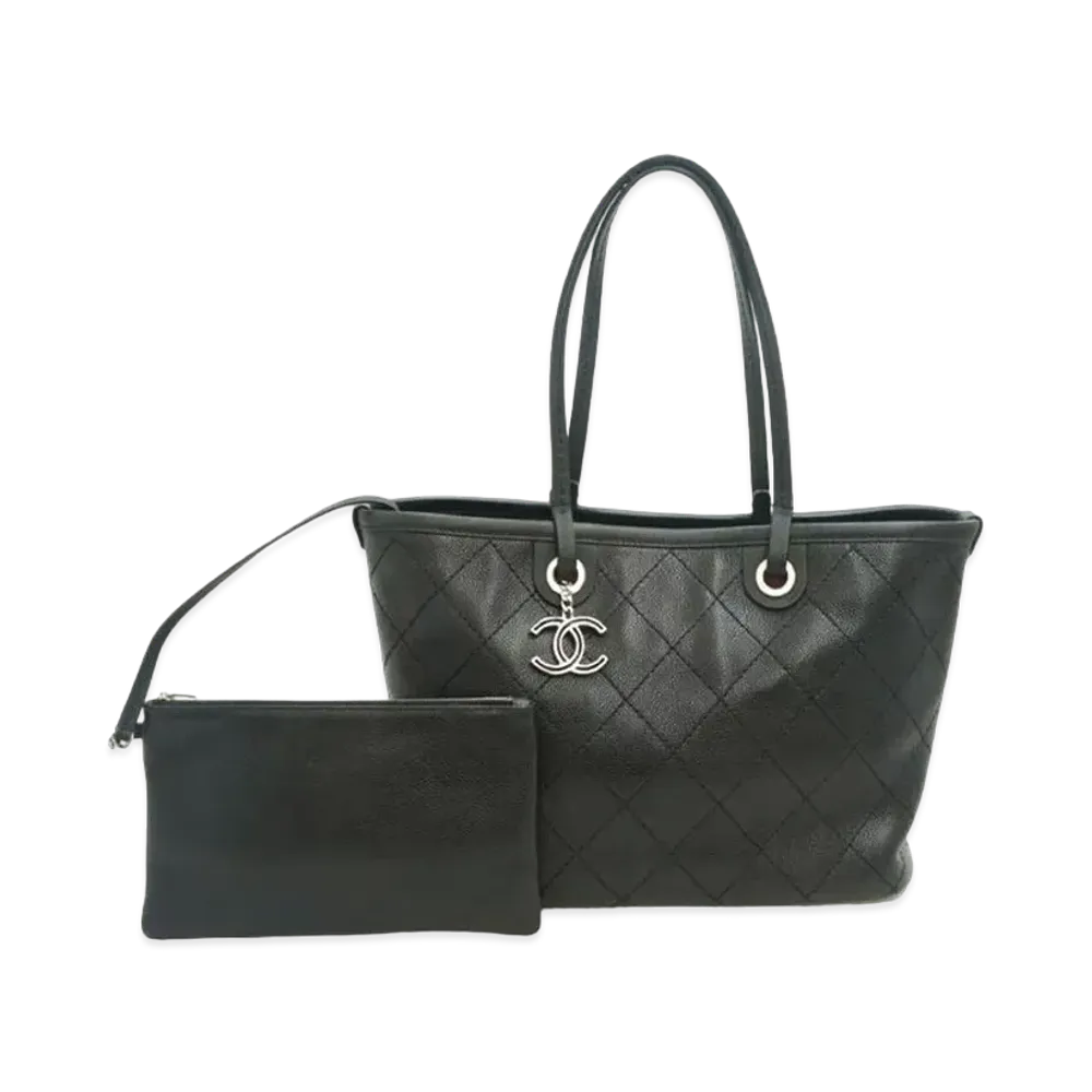 CHANEL Wild Stitch On The Road Tote Bag Caviarskin "Black/Silver"