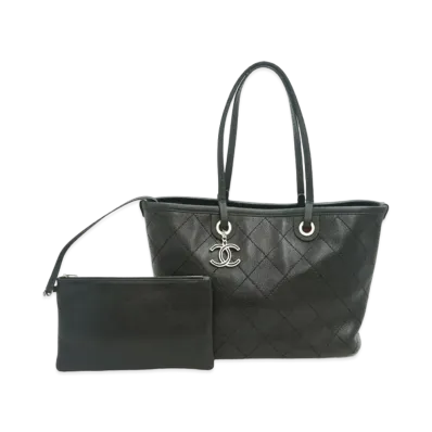 CHANEL Wild Stitch On The Road Tote Bag Caviarskin "Black/Silver"
