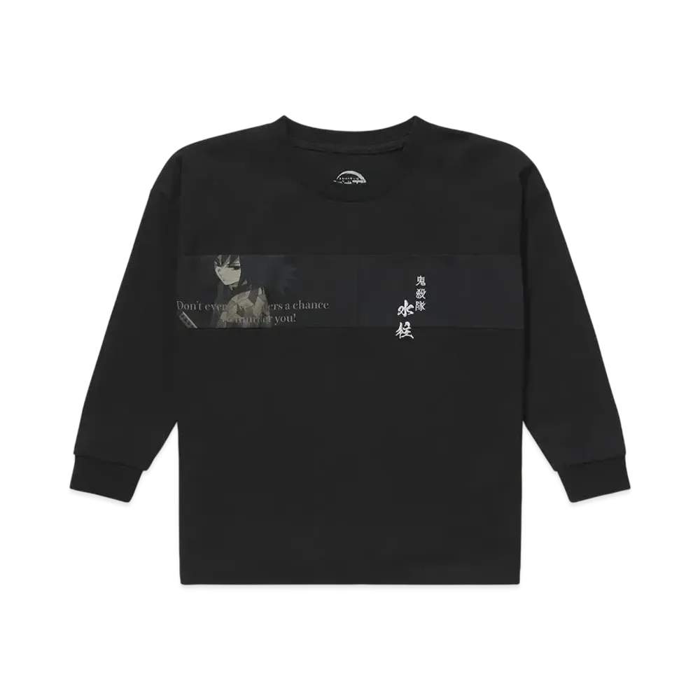 graniph x DEMON SLAYER Giyu Tomioka Kids Drop Shoulder Long Sleeve T-Shirt "Black"