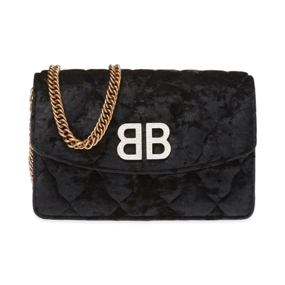 BALENCIAGA Handbag Velvet "Black"