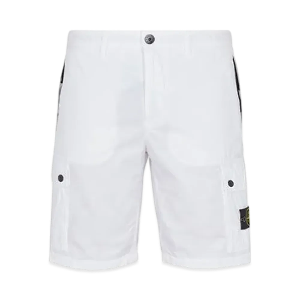 Stone Island L11WA Brushed Cotton Canvas Garment Dyed Bermuda Shorts - 24SS "White"