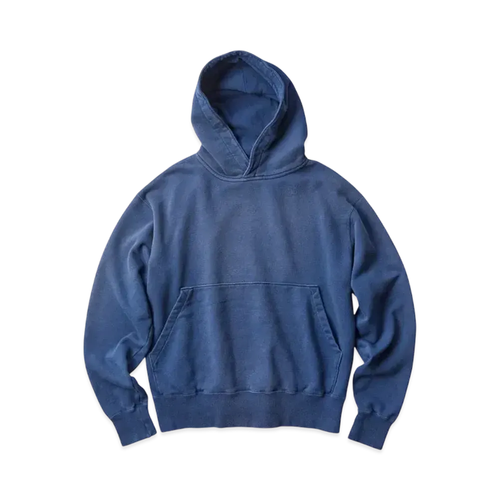 KURO Used Dyed Damage Pull Parka Sweat "Navy"