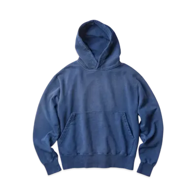 KURO Used Dyed Damage Pull Parka Sweat "Navy"