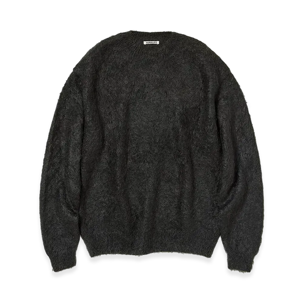 AURALEE Brushed Super Kid Mohair Knit P/O "Ink Black"