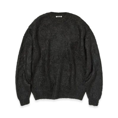 AURALEE Brushed Super Kid Mohair Knit P/O "Ink Black"