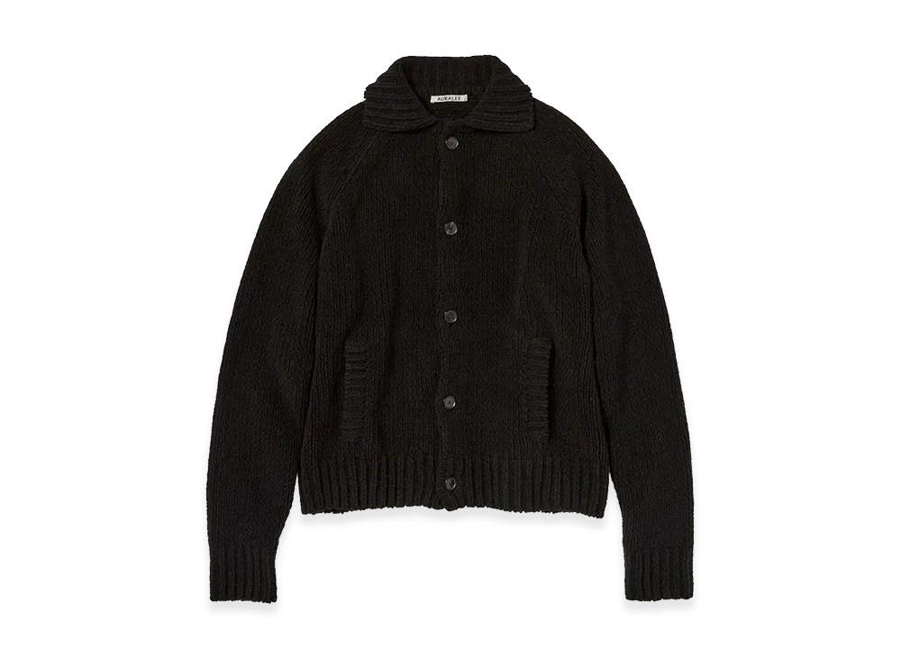 AURALEE Women's Cashmere Chenille Knit Cardigan "Black"