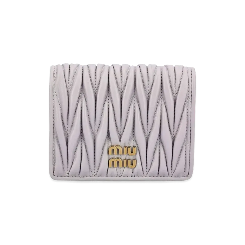 MIU MIU Nappa Leather Quilted Wallet "Purple"