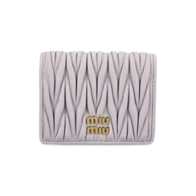 MIU MIU Nappa Leather Quilted Wallet "Purple"