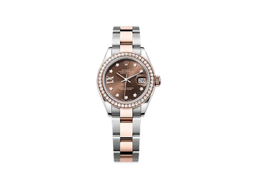 ROLEX Lady-Datejust 28mm Oystersteel & Everose Gold Diamond 279381RBR "Chocolate"