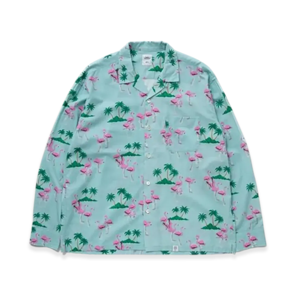 BEDWIN & THE HEARTBREAKERS L/S Open Collar Aloha Shirt Rogers "Mint"