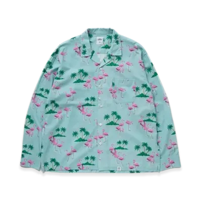 BEDWIN & THE HEARTBREAKERS L/S Open Collar Aloha Shirt Rogers "Mint"