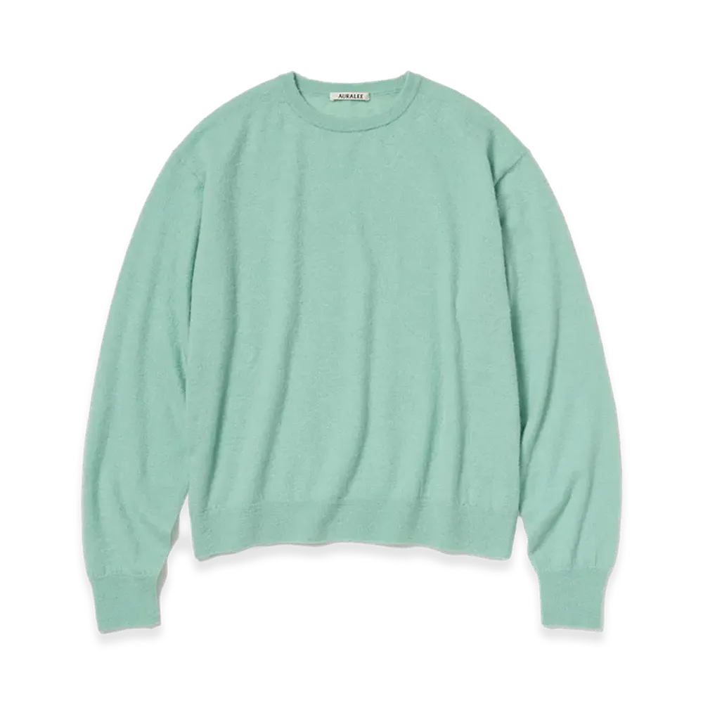 AURALEE High Gauge Soft Cashmere Knit P/O "Mint Blue"