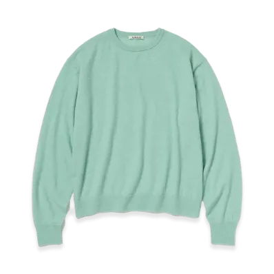 AURALEE High Gauge Soft Cashmere Knit P/O "Mint Blue"