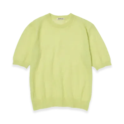 AURALEE Kid Mohair Sheer Knit T-Shirt "Lime Yellow"