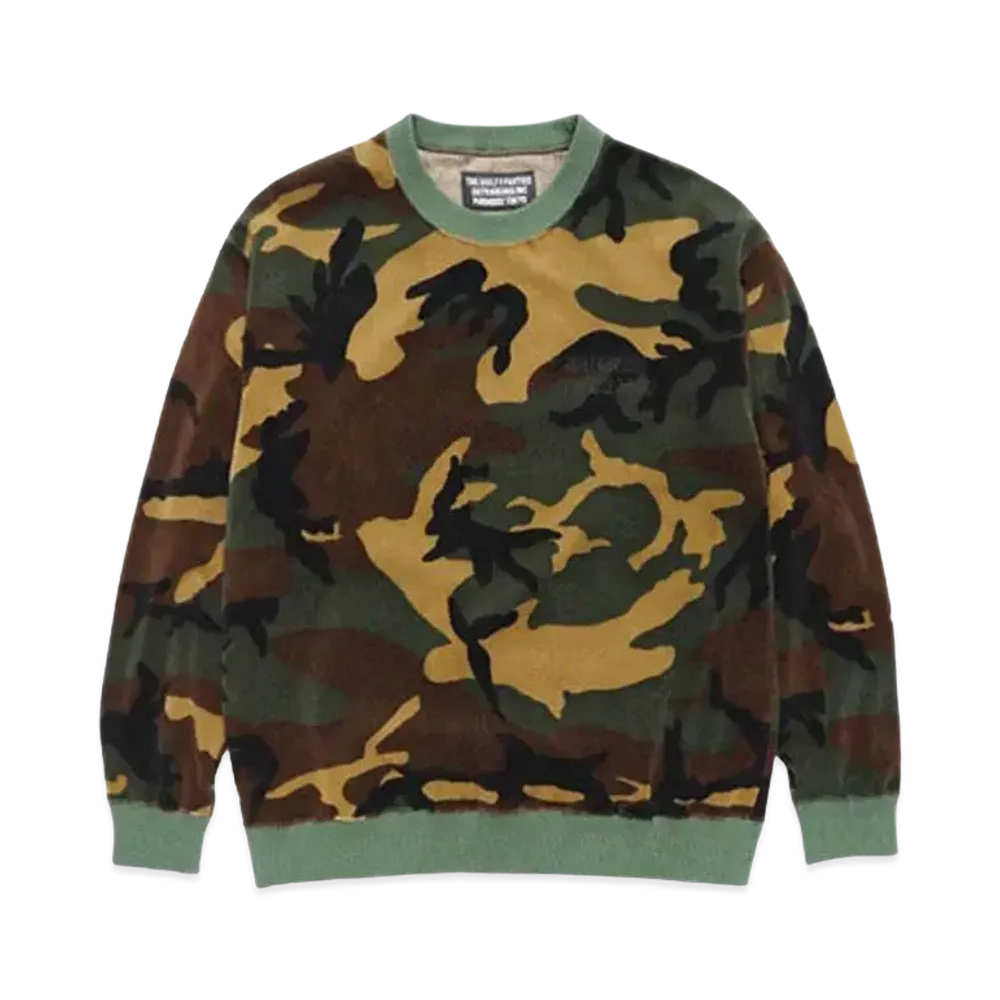 WACKO MARIA WOODLAND CAMO VELOUR SWEAT SHIRT "Olive"