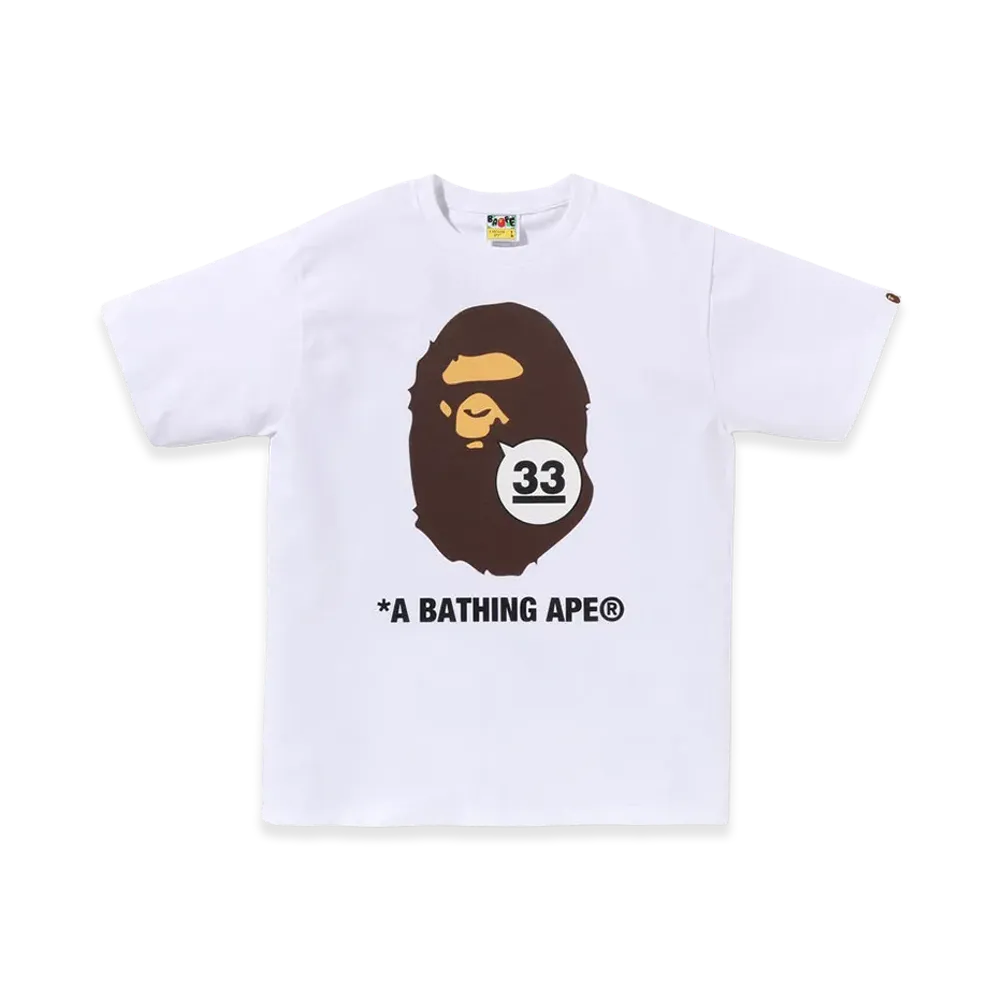 A BATHING APE 33rd Anniversary Ape Head Tee "White"