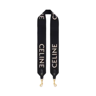 CELINE Long Strap in Wool with Celine Jacquard "Black/White"