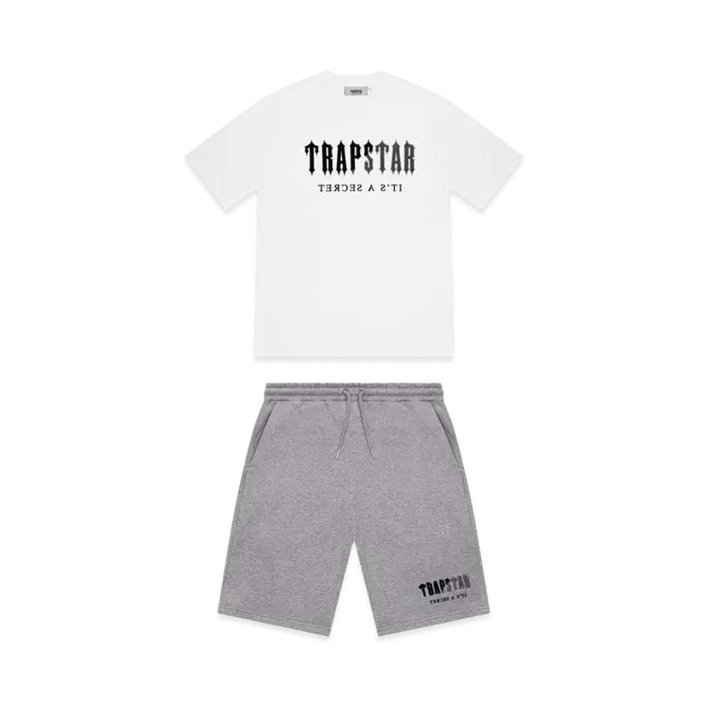 TRAPSTAR Chenille Decoded Short Set "White/Grey"