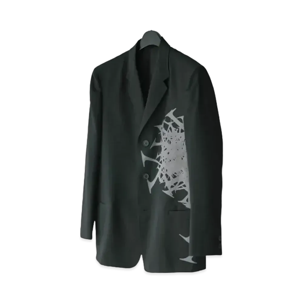 Yohji Yamamoto Pour Homme YY Pattern Discharge Dyeing Single Jacket "Black"