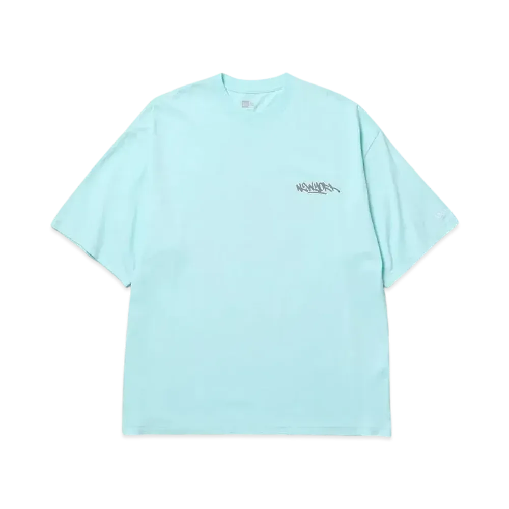 NEW ERA Short Sleeve Oversized Cotton T-Shirt Graffiti "Celeste Blue"