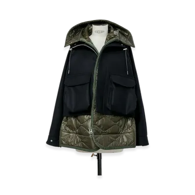 sacai Wool Melton Blouson "Navy/Khaki"