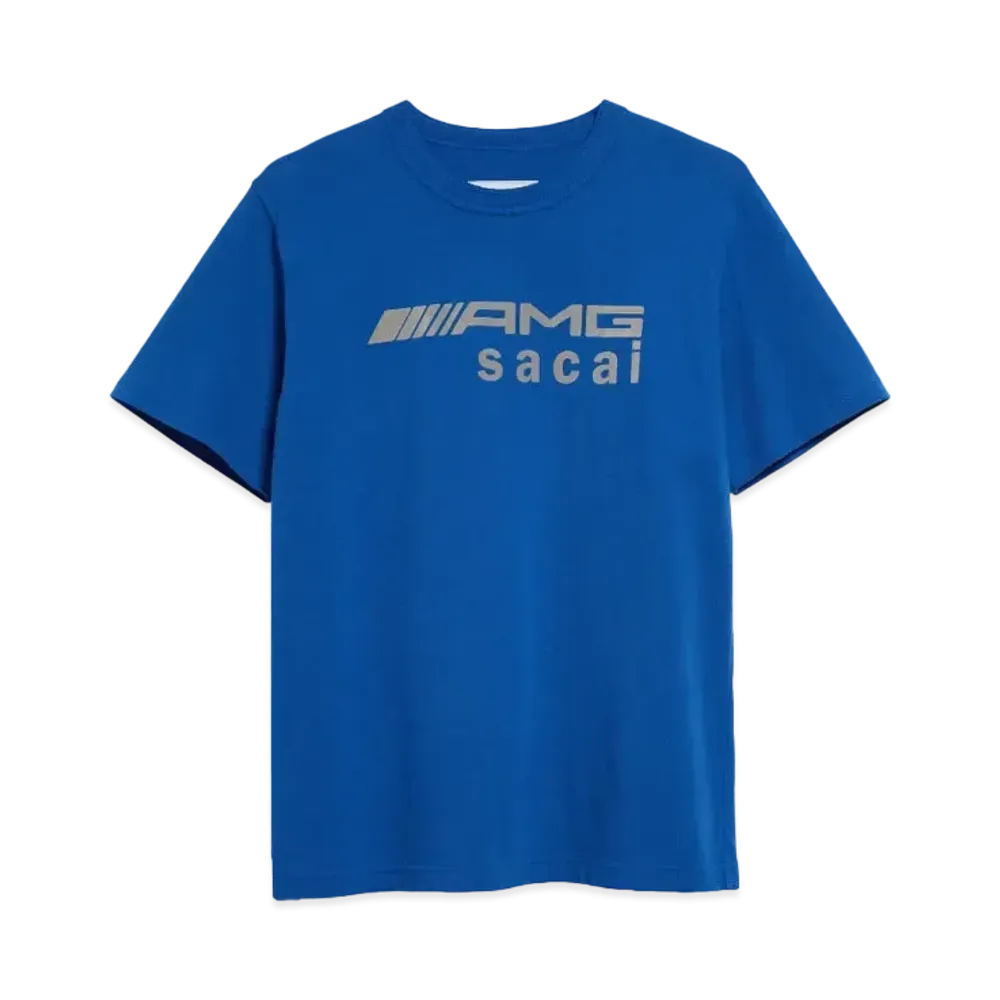 sacai x Mercedes AMG Flocked Logo Cotton Graphic T-Shirt "Blue"
