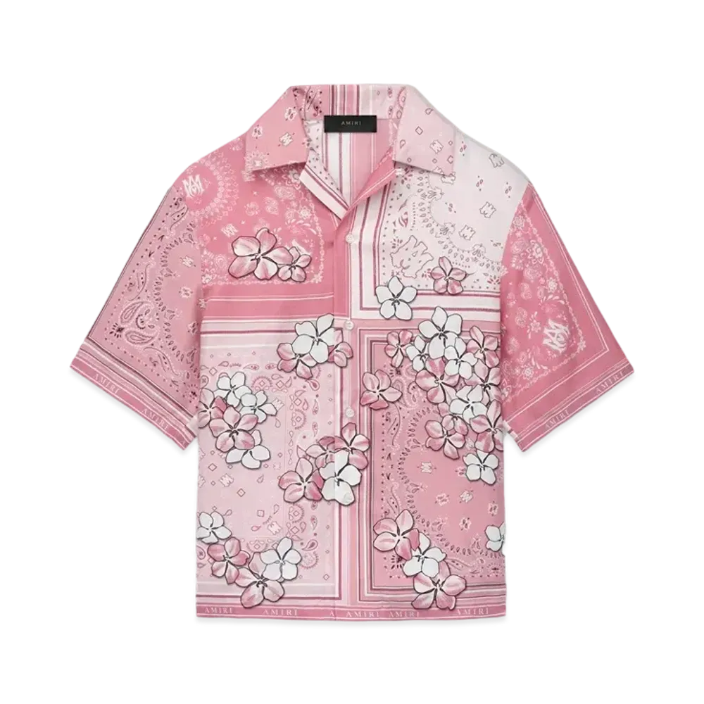 AMIRI Bandana Floral Bowling Shirt "Flamingo Pink"