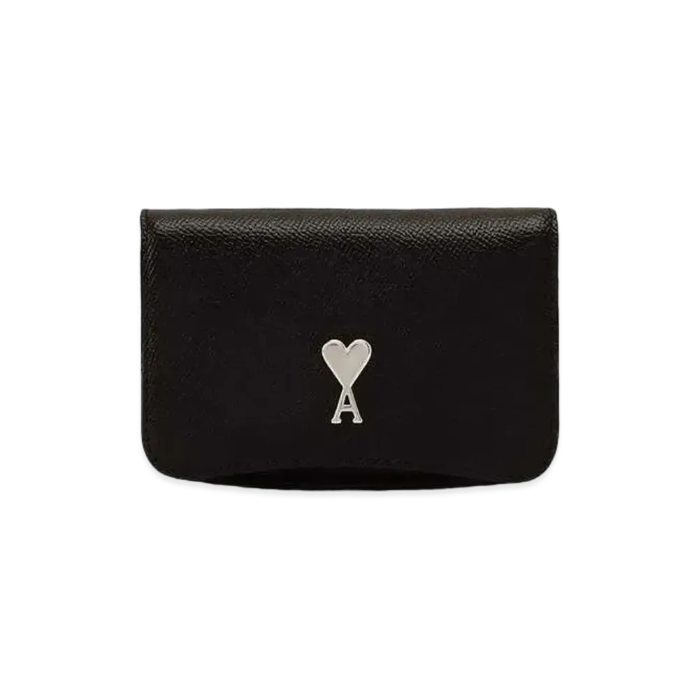 AMI PARIS Paris Paris Strap Card Holder "Black/Vibrated Silver"
