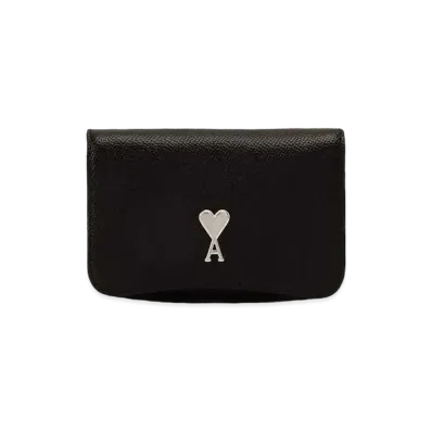 AMI PARIS Paris Paris Strap Card Holder "Black/Vibrated Silver"
