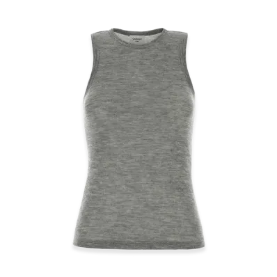 Saint Laurent Women's Melange Grey Cashmere Tank Top "Grey"