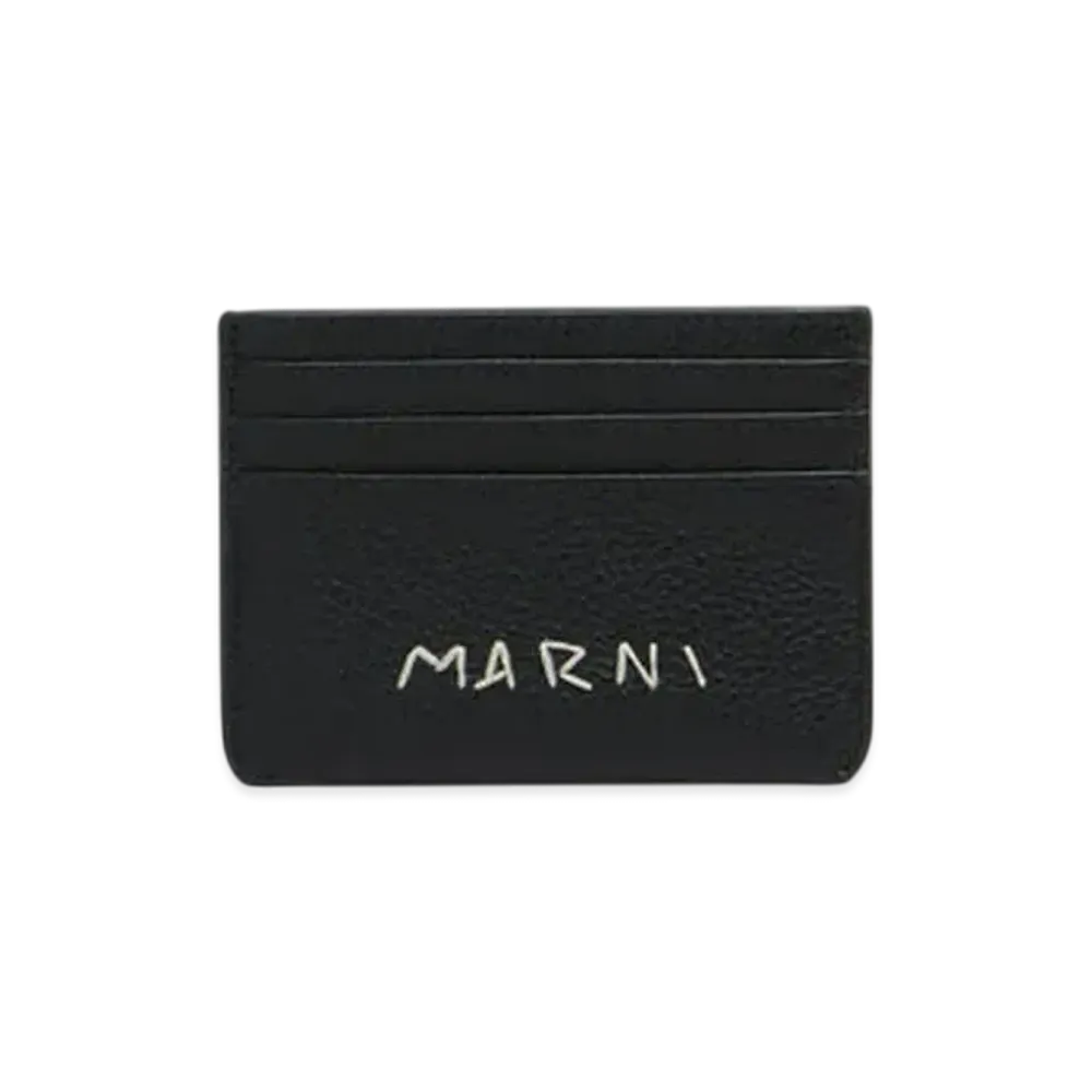 Marni Leather Cardholder with Marni Mending Embroidery "Black"