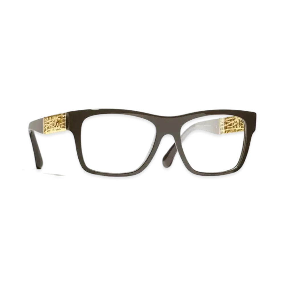 CHANEL Square Eyeglasses Acetate & Metal "Taupe"