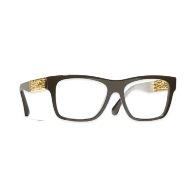 CHANEL Square Eyeglasses Acetate & Metal "Taupe"