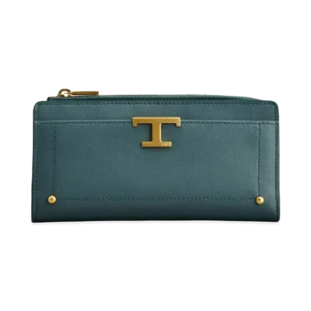 TOD'S T Timeless Wallet In Leather "Blue"