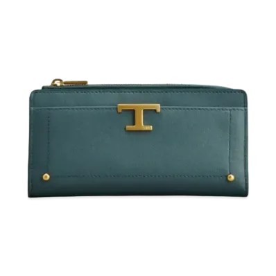 TOD'S T Timeless Wallet In Leather "Blue"