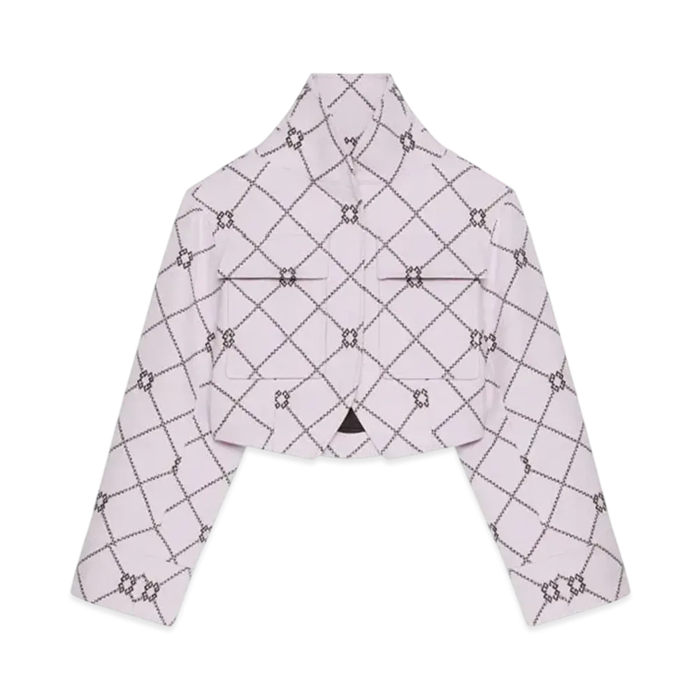 GIVENCHY Checked Jacket In Wool With Monogram 72 "Pink/Gray"