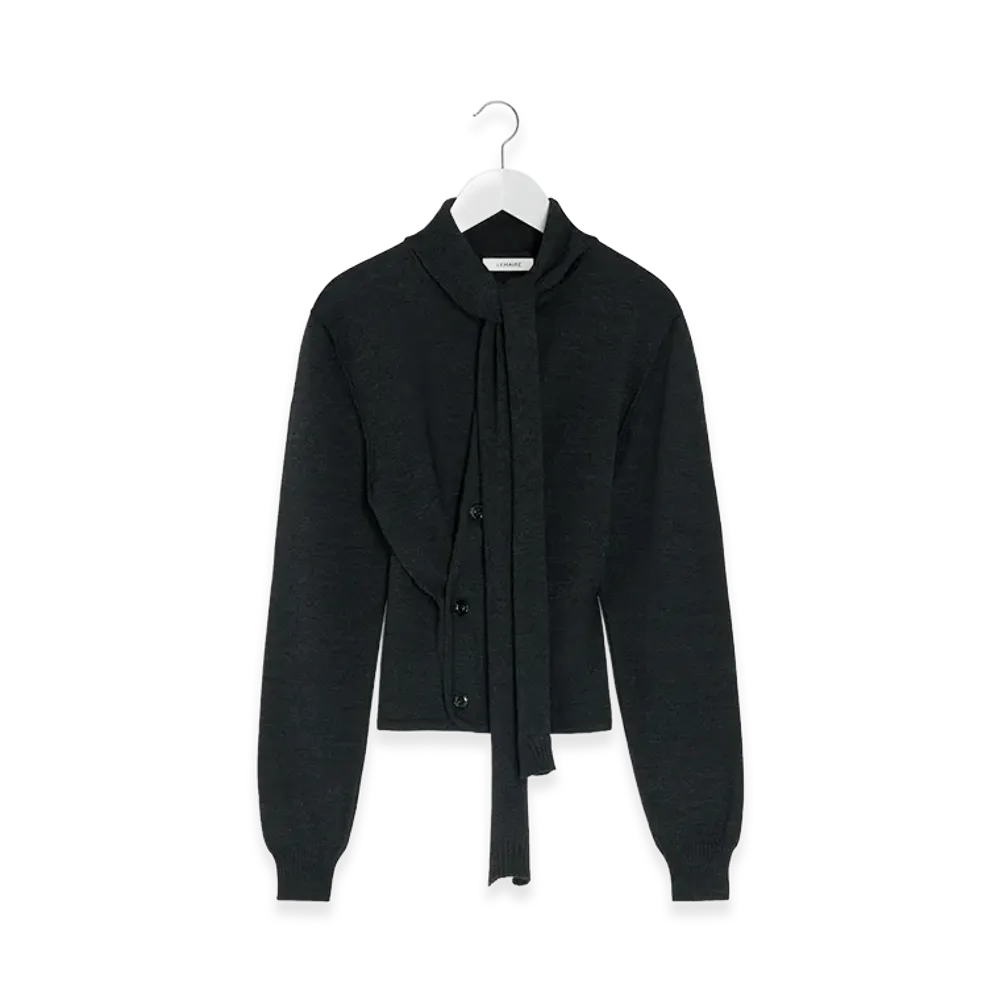 LEMAIRE Women's Twisted Scarf Cardigan "Anthracite"