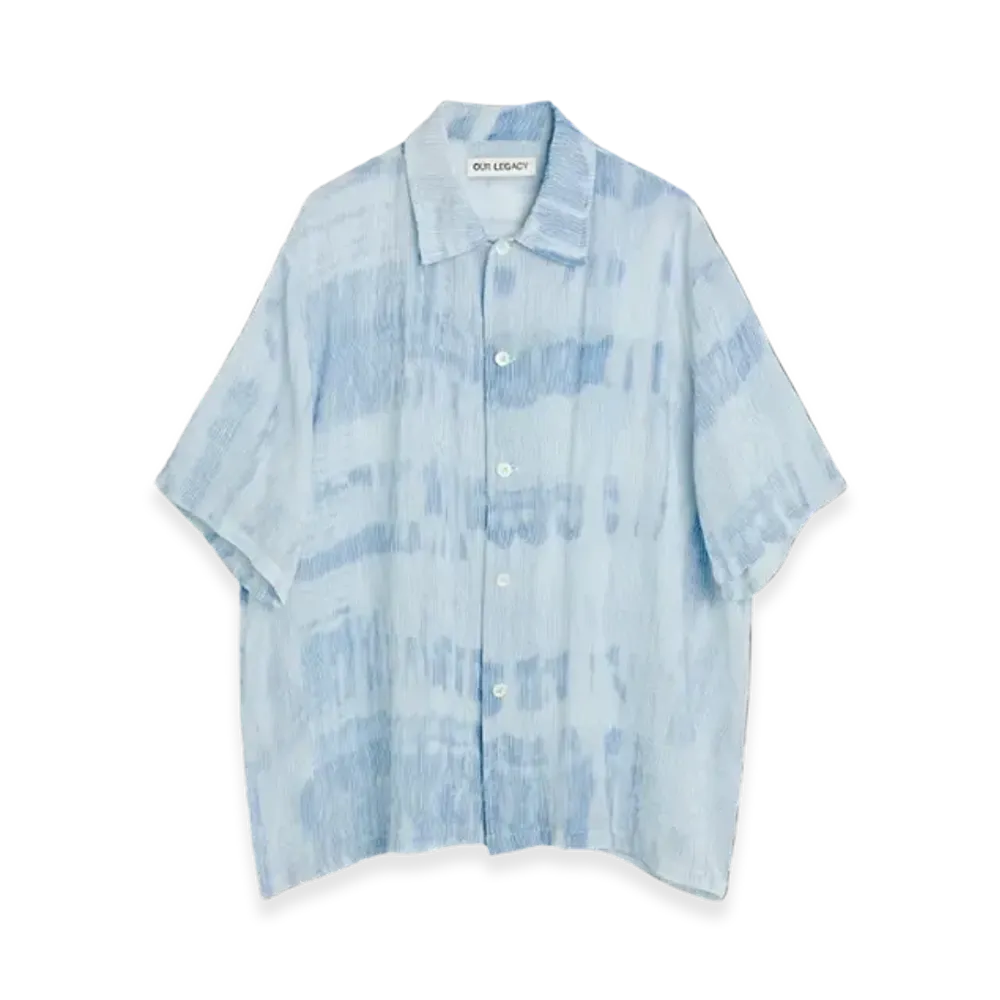 OUR LEGACY Box Shirt Shortsleeve Brush Stroke Print "Blue"