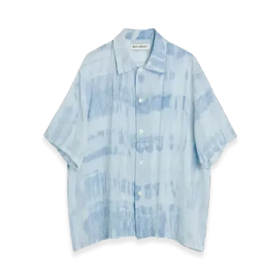 OUR LEGACY Box Shirt Shortsleeve Brush Stroke Print "Blue"