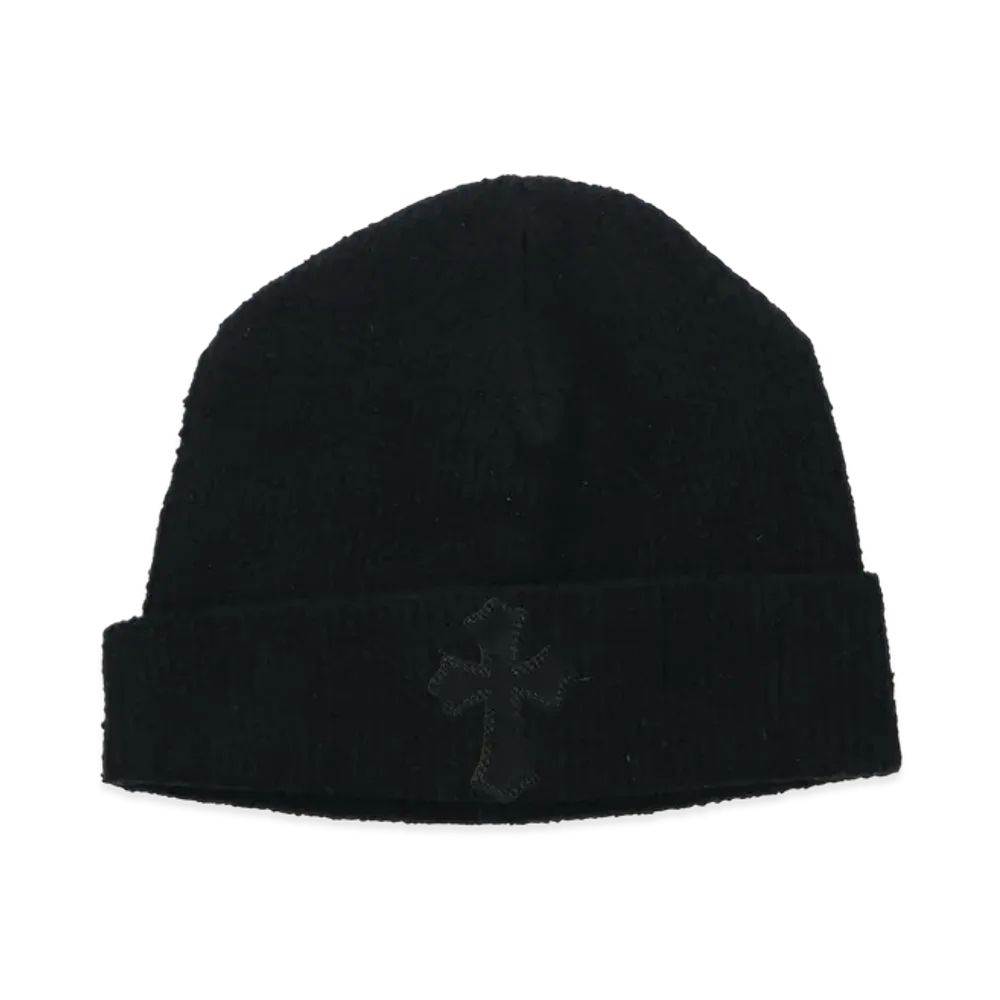 Chrome Hearts Calf Hair Leather Cross Patch Beanie "Black"