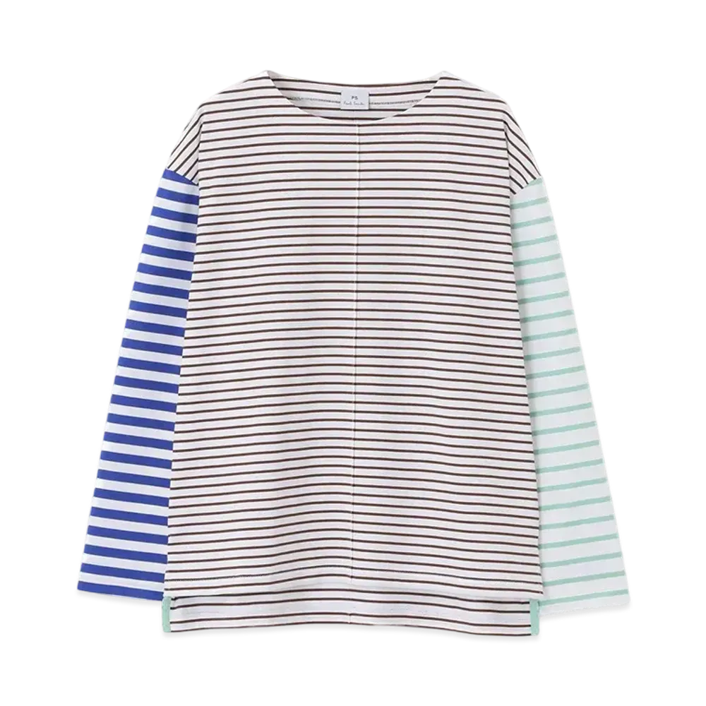 Paul Smith Women's Mixed Border Long Sleeve T-Shirt "Brown"