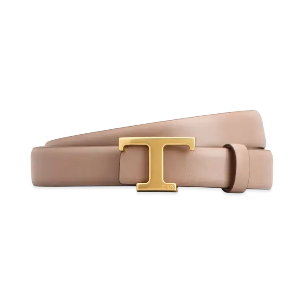 TOD'S T Timeless Reversible Belt in Leather "Beige/Pink"