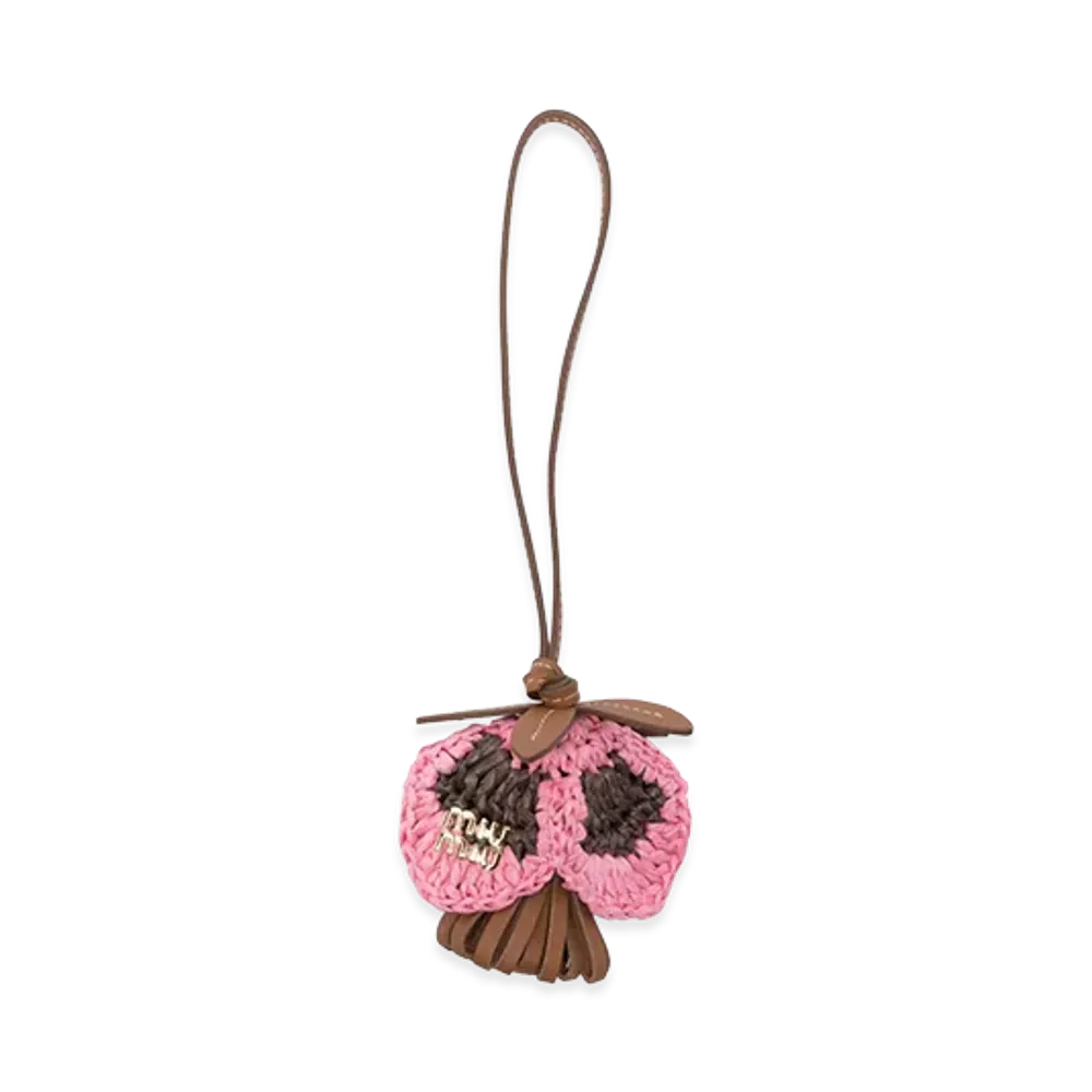 MIU MIU Women's Leather and Raffia Charm "Pink"