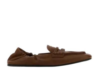 MIU MIU Women's Ruches Nappa Leather Loafers "Brown"